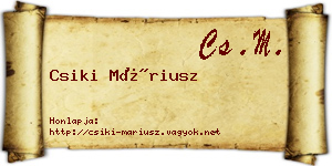 Csiki Máriusz névjegykártya