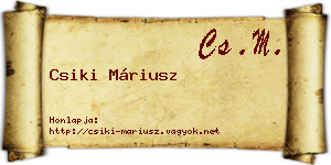 Csiki Máriusz névjegykártya
